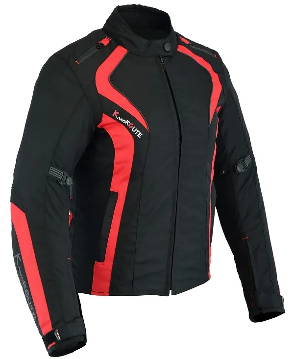 CHAQUETA CORDURA DE MOTO PARA CHICAS CON ESTILO MODERNO 100% IMPERMEABLE ARTEMISA ROJA NEGRA - Imagen 3