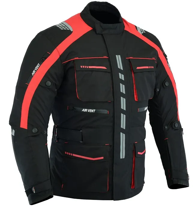 CHAQUETA DE MOTO EN CORDURA 3/4 CON PROTECCIONES C.E., IMPERMEABLE, UNISEX, ATENEA ROJA NEGRA - Imagen 2